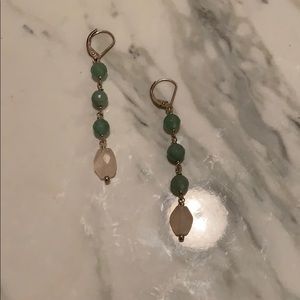 Rose quartz and jade earrings